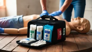 A fully stocked first aid kit containing essential medical supplies